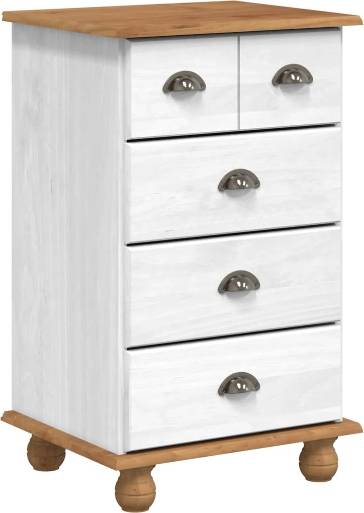 vidaXL Fiókos Szekrény ASKIM Fehér 45,8 x 40 x 79 cm Tömör fenyőfa