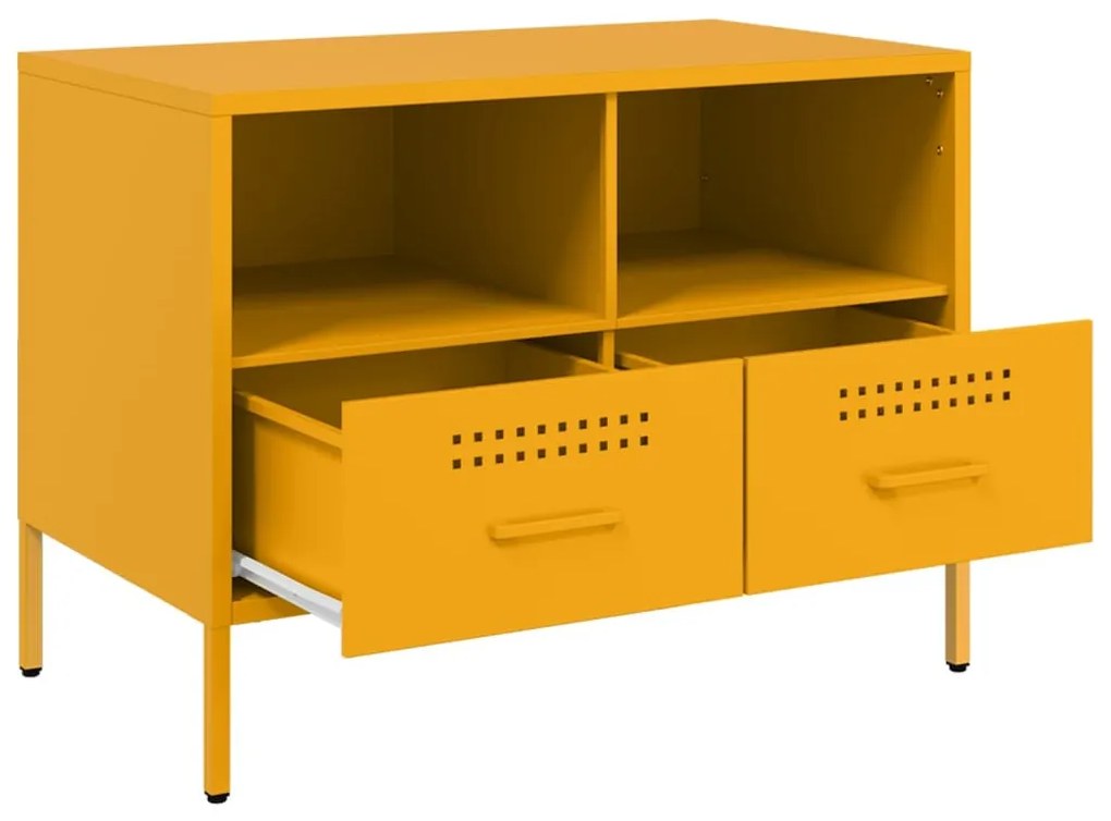 mustársárga acél TV-szekrény 68 x 39 x 50,5 cm