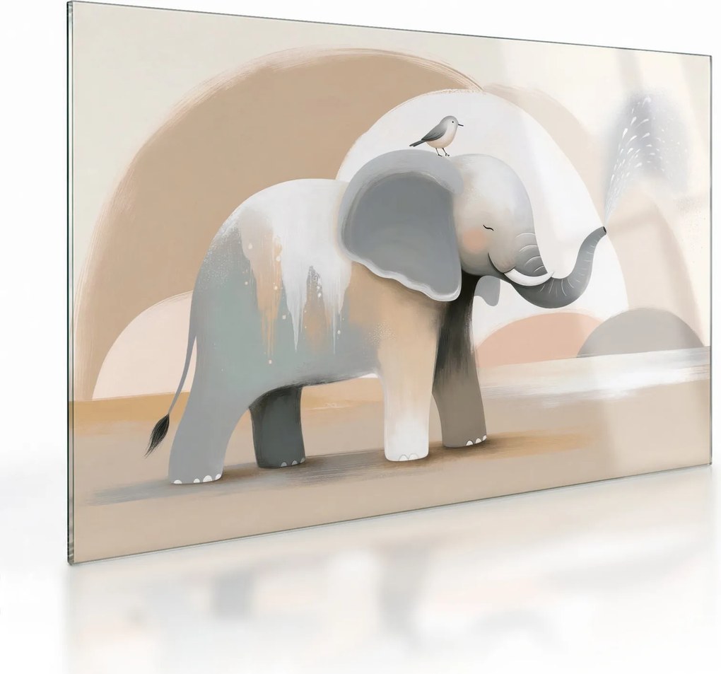 Üveg kép - Elefánt pasztell színekben (70x50 cm)