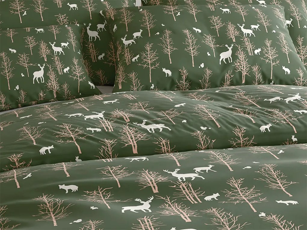 Mikroszálas ágyneműhuzat OAK DEER sötétzöld Ágyneműhuzat mérete: 2 db 70 x 90 cm | 200 x 220 cm