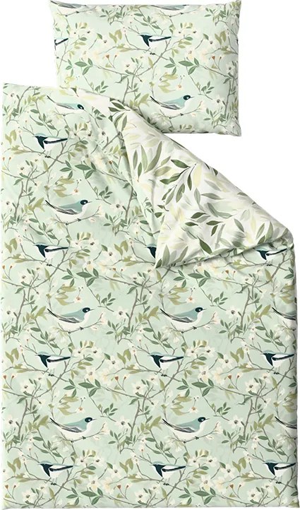Pamut ágynemű FLORIBIRD POLY zöld Ágyneműhuzat mérete: 70 x 90 cm | 140 x 220 cm