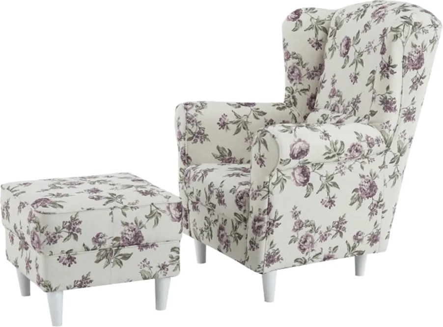 füles fotel puffal, szövet rose 18, ASTRID