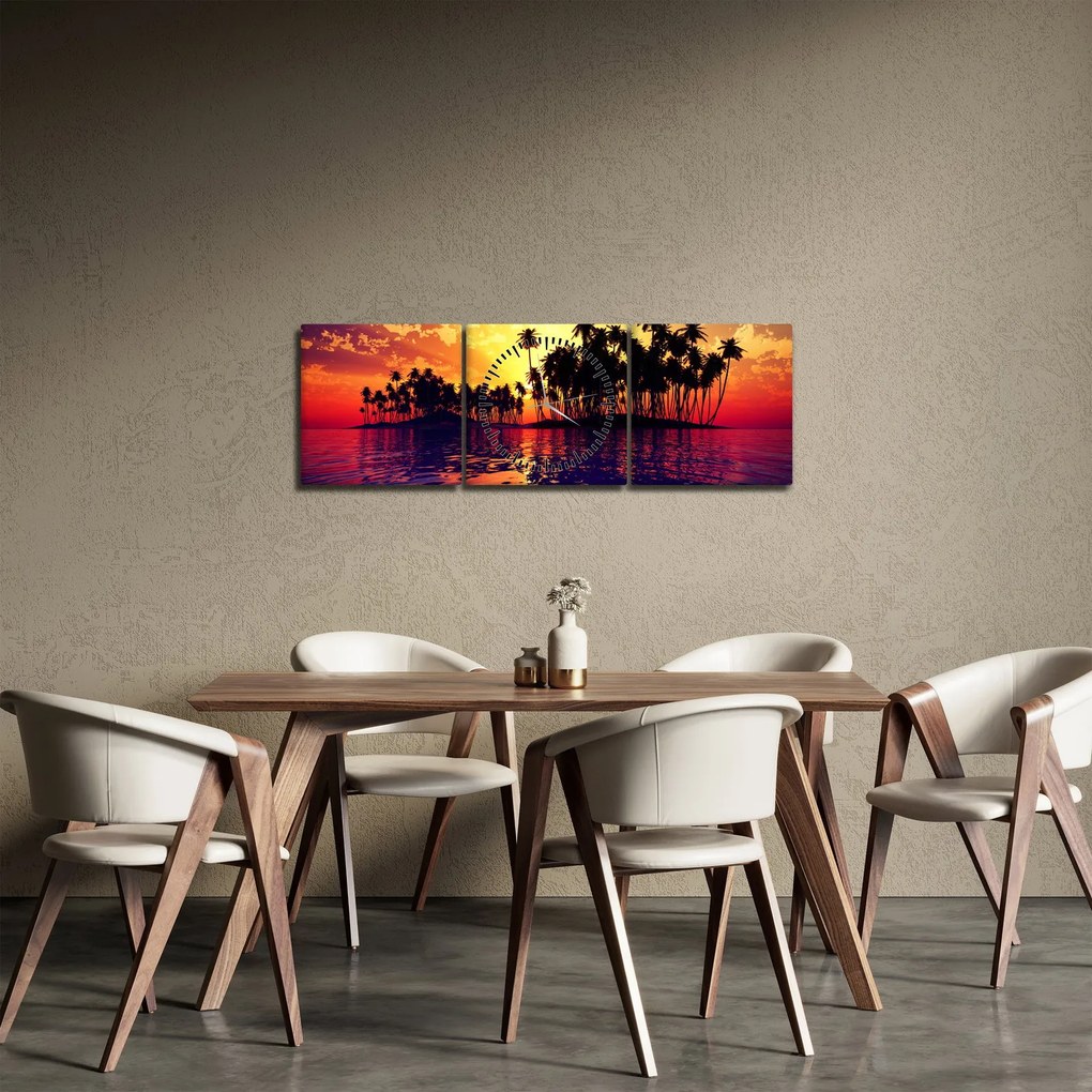 Egy sziget képe naplementekor (órával) (90x30 cm)