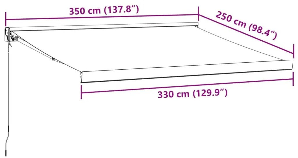barna kézzel kihúzható napellenző 350 x 250 cm