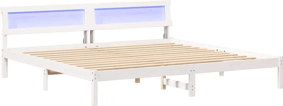 vidaXL Ágykeret fejtámlával Fehér 200 x 200 cm Tömör fenyőfa