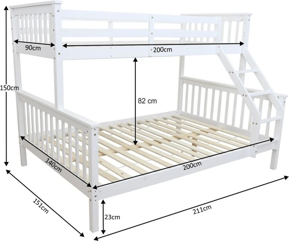 Emeletes, kinyitható ágy , fehér, BAGIRA