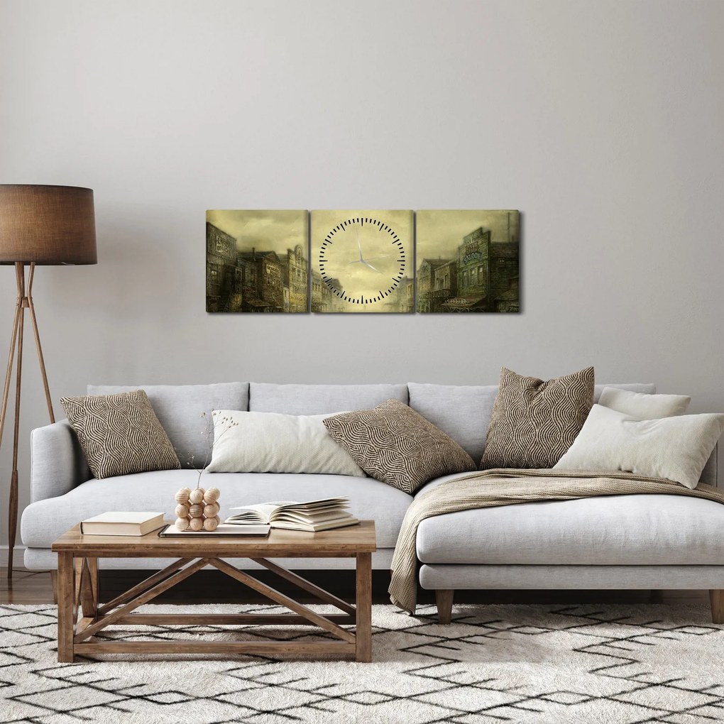 Egy nyugati város képe (órával) (90x30 cm)