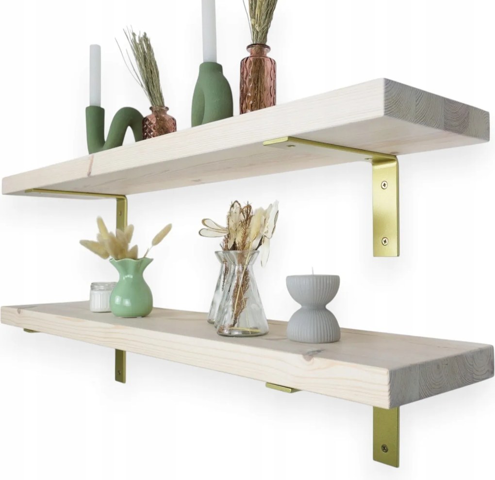 Fali polc fa fehérített arany glamour konzolok 100cm x 20cm