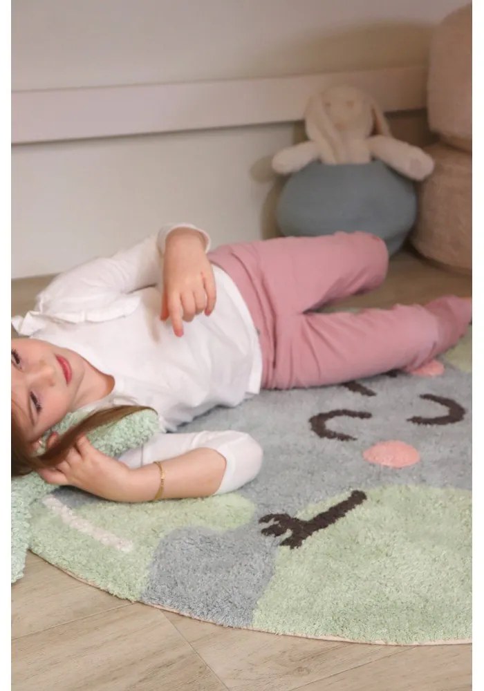 Kék mosható kézi szövésű pamut gyerek szőnyeg ø100 cm Big Big World – Lorena Canals