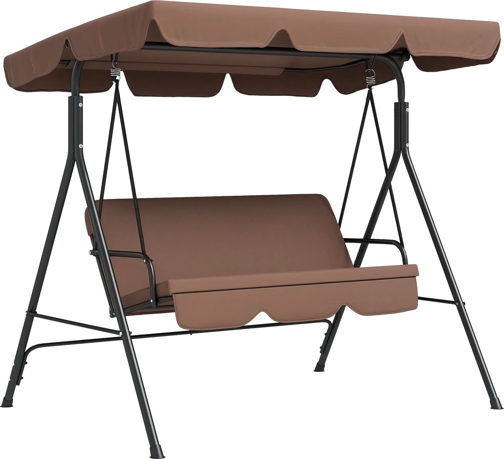 Outsunny Hollywood Hintaülés Állítható Napernyővel, 3-Fős Kerti Hintaültetés Csúszásmentes Talpakkal, Vízálló Hinta Pad 200 kg-ig, Kertbe, 172x110x153