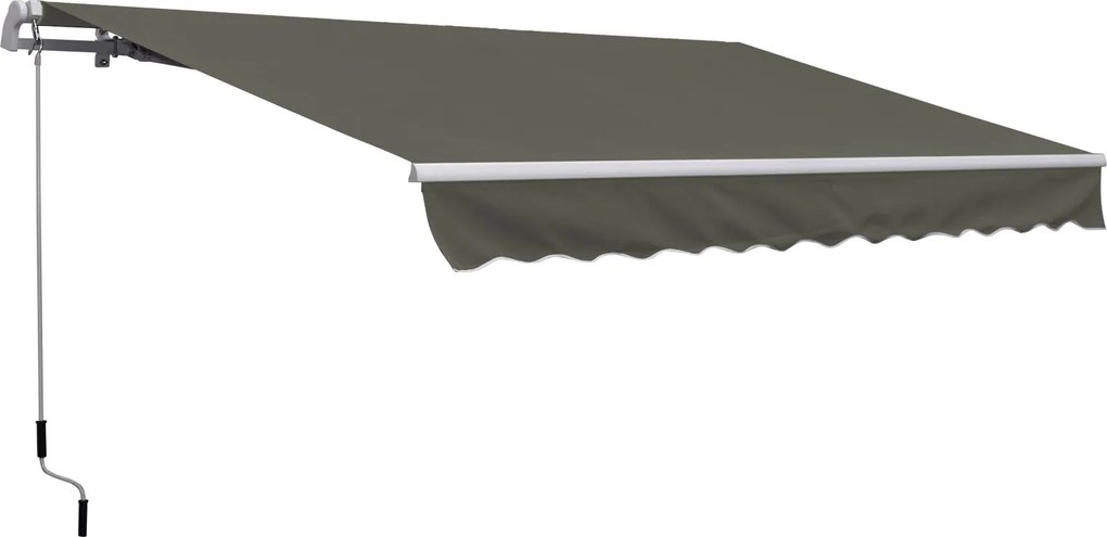 Outsunny Karos Kihúzható Napellenző 350x250 cm Terasz Napernyő Vízálló és UV-védett Fém Kurblival Kültéri Rolós Napellenző | Aosom