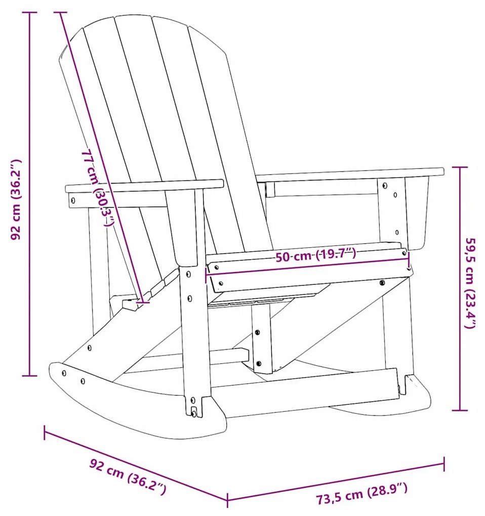 Adirondack hintás székek 2 pcs Fekete HDPE