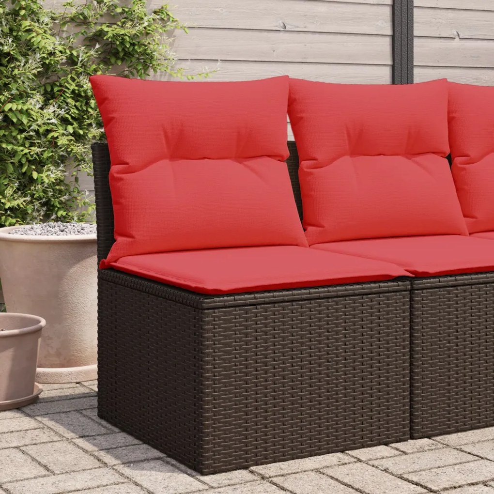barna polyrattan kerti kanapé karfa nélkül párnákkal