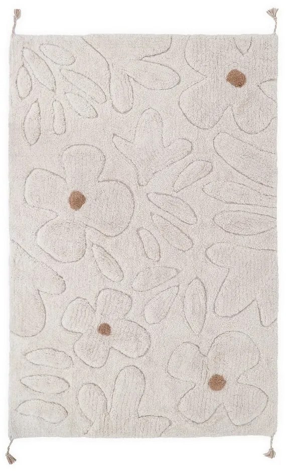 Krémszínű mosható kézi szövésű pamut gyerek szőnyeg 120x180 cm Gentle Flora – Nattiot