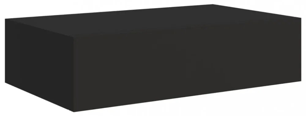 fekete falra szerelhető fiókos polc 40 x 23,5 x 10 cm