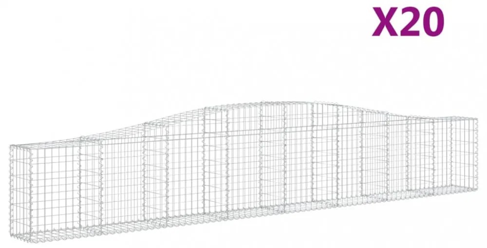 vidaXL 20 db íves horganyzott vas gabion kosár 400x30x60/80 cm