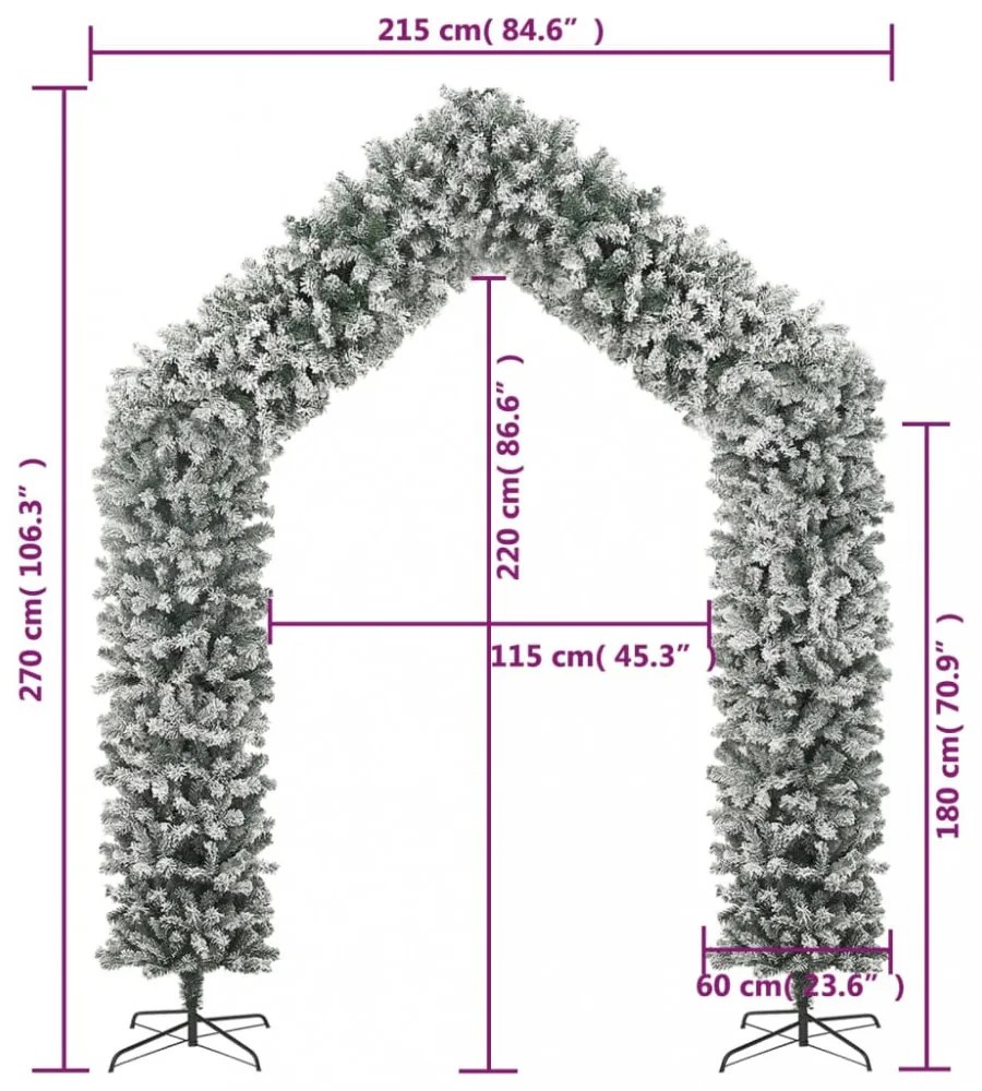 karácsonyfaboltív pelyhes hóval 270 cm