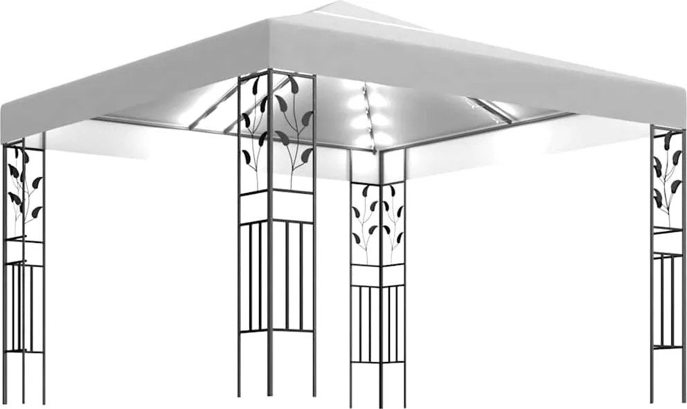 vidaXL fehér pavilon LED fényfüzérrel 3 x 3 m