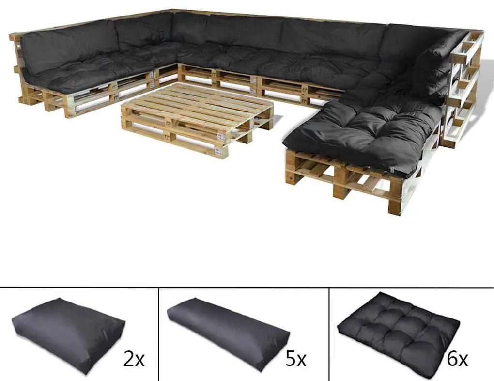 Pallet Sofa Párna 13 pcs Fekete 120 x 80 x 10 cm szövet