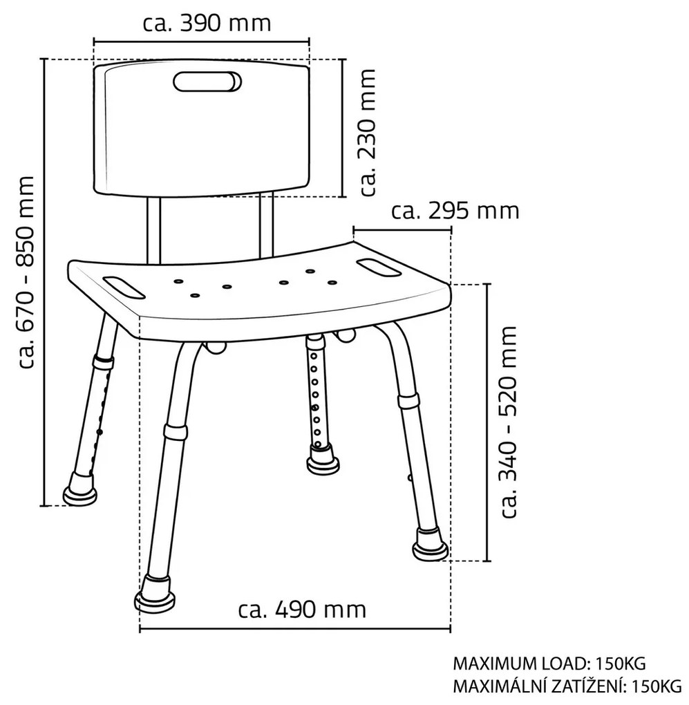 SAPHO A00602101 Kerekesszék háttámlával, állíthatómagasság, fehér