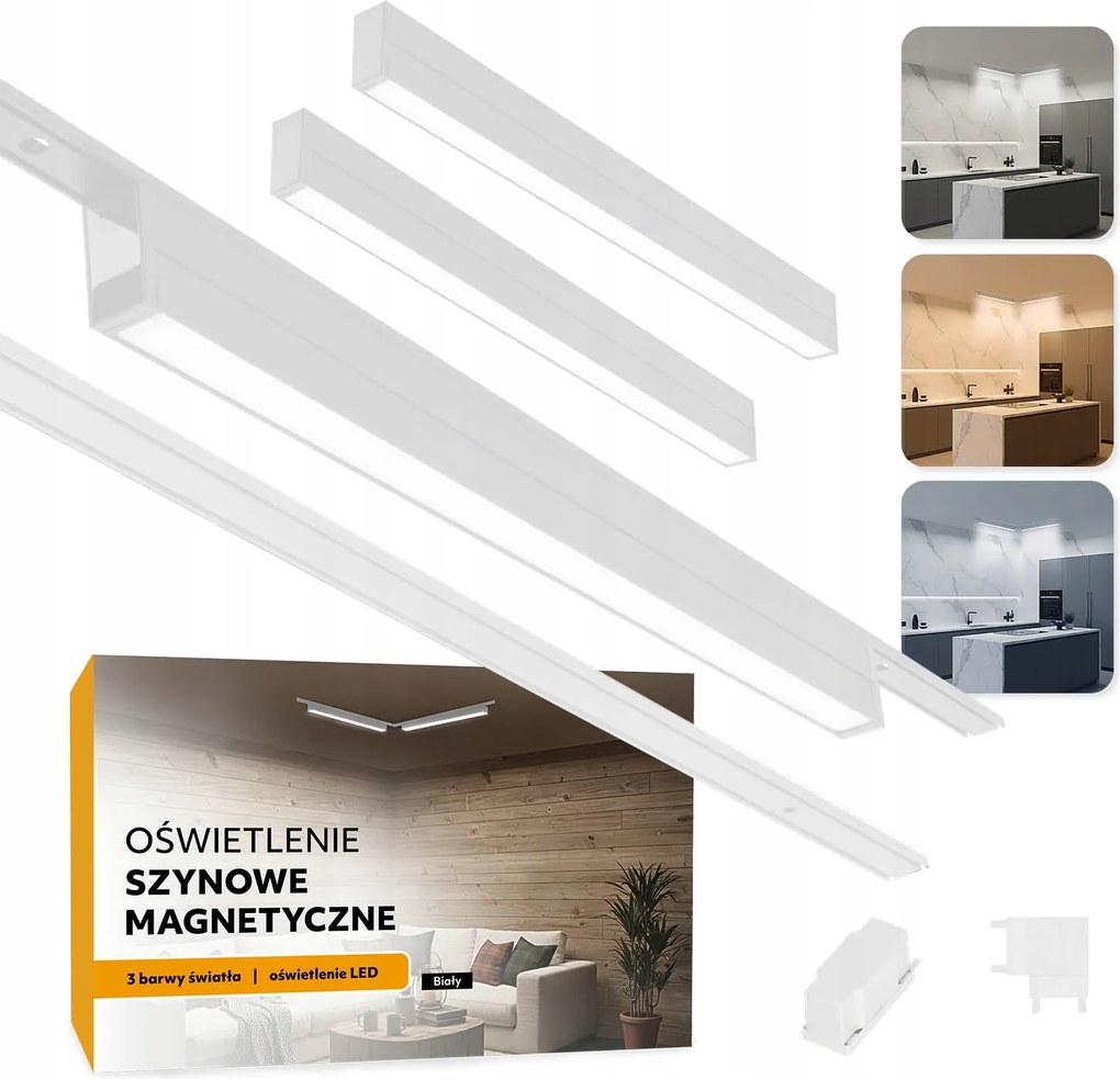 Mágneses sínvilágítás 2x Sín 1m 2x 20W Led lámpa 3CCT fehér