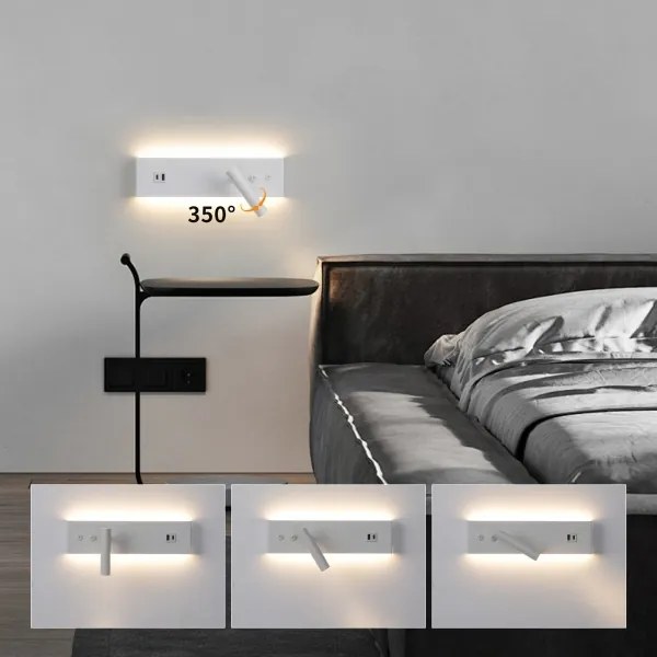 Brilagi-LED NOCTIS fali spotlámpa USB-porttal LED/3W/230V+LED/9W fehér