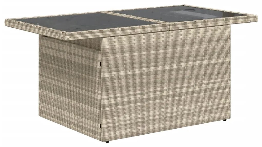 10 részes világosszürke polyrattan kerti ülőgarnitúra párnákkal