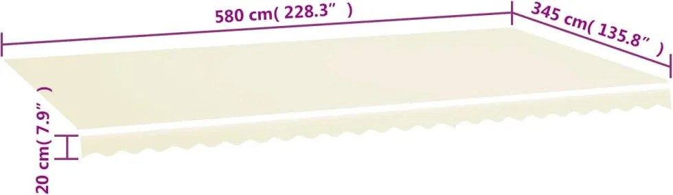 Krémszínű csere napellenző ponyva 6 x 3,5 m