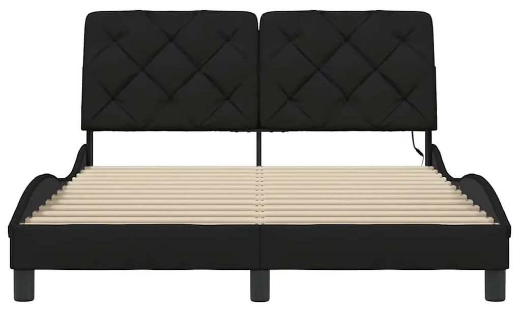 fekete szövet ágykeret LED-ekkel matrac nélkül 120x200 cm