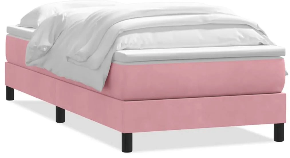 vidaXL rózsaszín bársony rugós ágy matraccal 90x210 cm