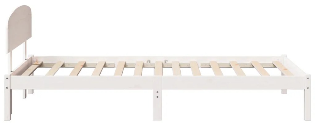 Fehér Ágykeret Fejtámlával 100x200 cm Tömör Fa Fenyő
