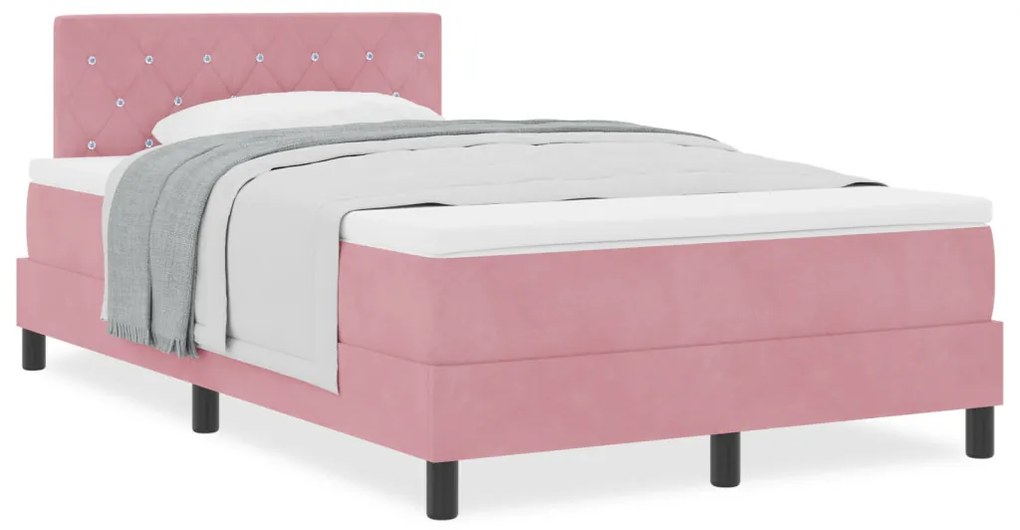 Boxspring Ágy Matrac Érted Rózsaszín Kicsi Dupla Bársony