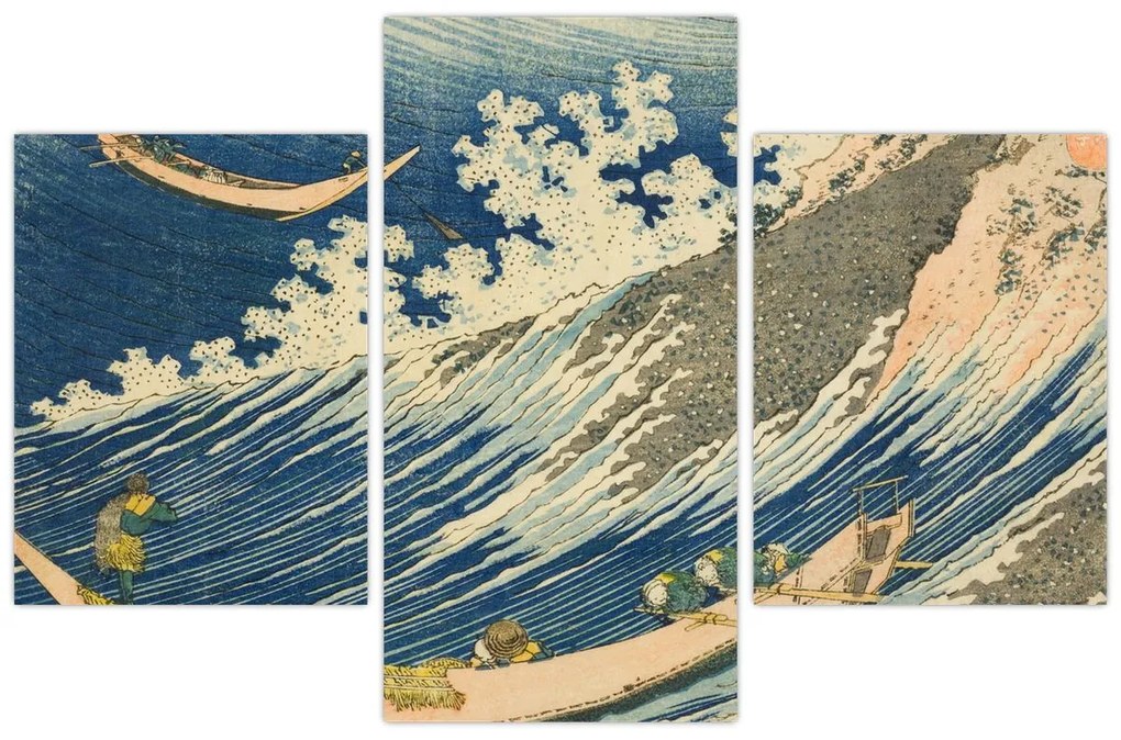 Kép - Katsushika Hokusai, Fishing Boats at Choshi in Shimosa (Soshu Choshi) , reprodukciók (90x60 cm)