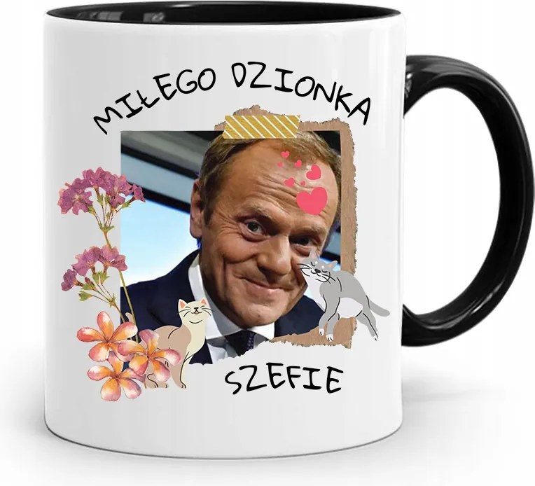 Donald Tusk Fekete Bögre Platform Ajándék fényképes nyomtatással