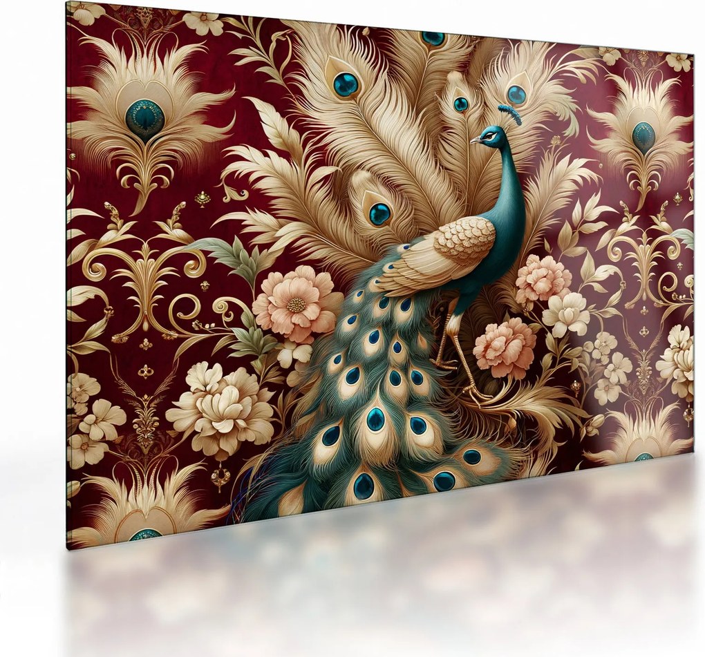 Üveg kép – Elegáns páva (70x50 cm)