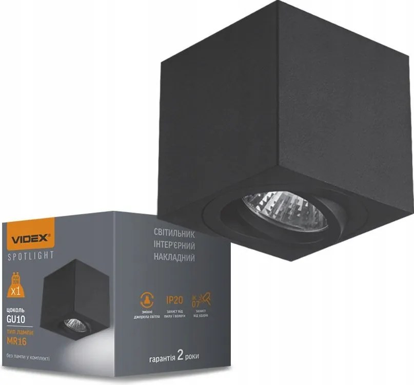 Falra szerelhető Halogén Spot lámpatest 1x GU10 mozgatható fekete Otto Videx