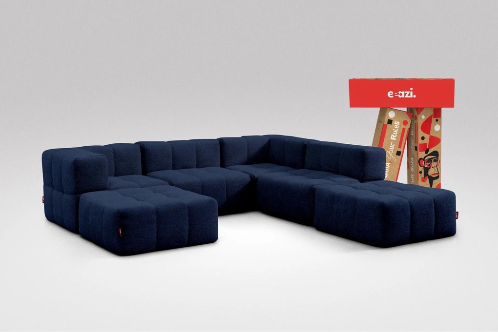 6 Teiliges Modulares Sofa – Blau