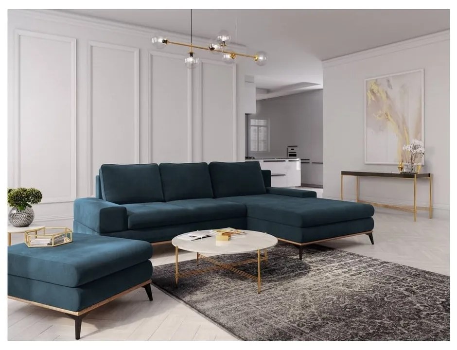 Planet olajkék kinyitható sarokkanapé, jobb oldali - Windsor &amp; Co Sofas