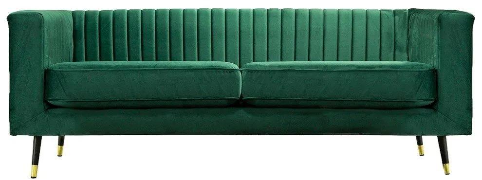 3 személyes bársony kanapé, sötétzöld - REBEKA