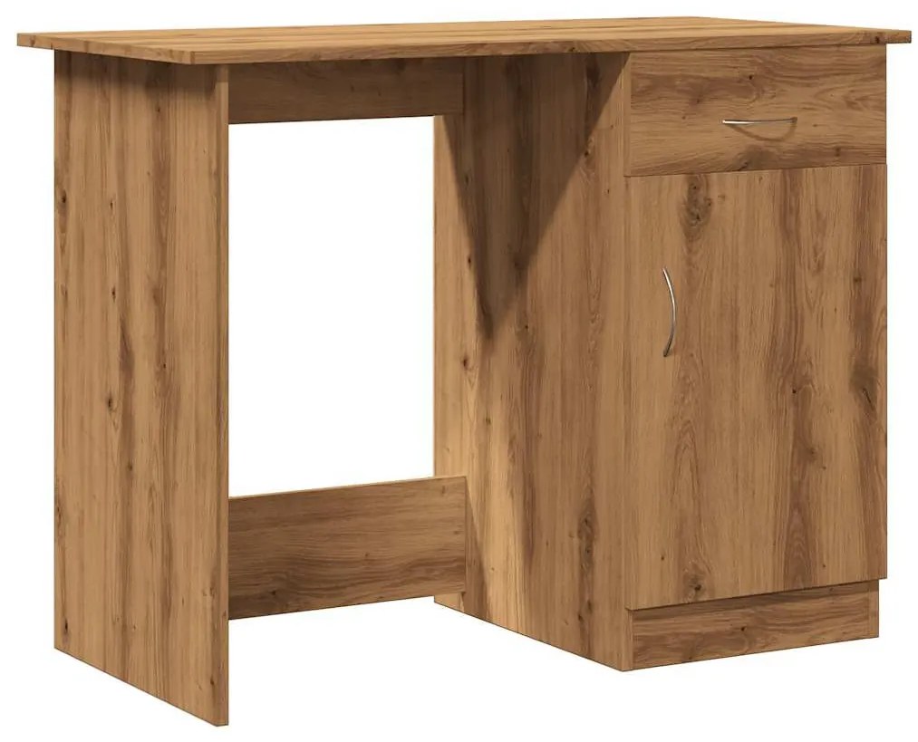 kézműves tölgy színű szerelt fa íróasztal 100 x 50 x 76 cm