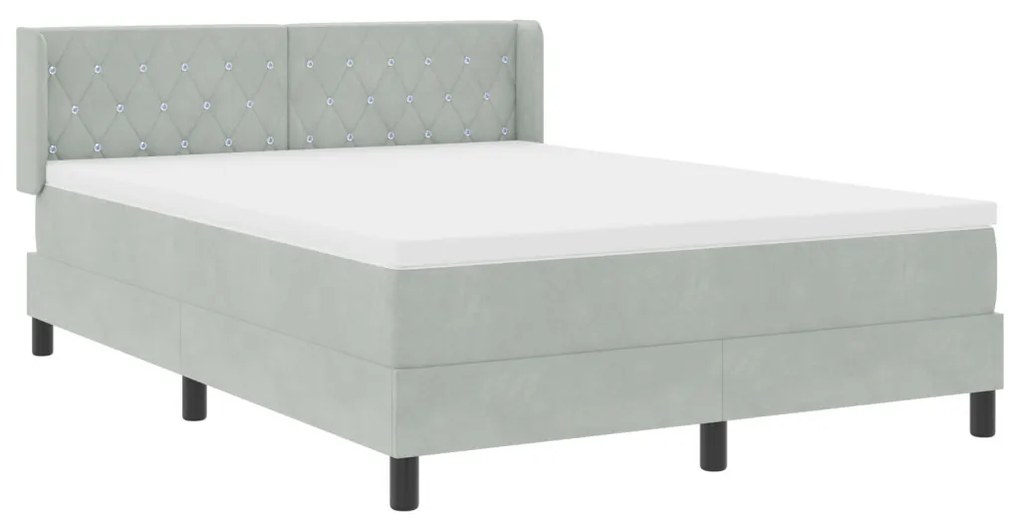 Boxspring Ágy Matrachoz Világosszürke 140x200 cm Bársony