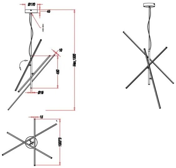 Trio - LED Dimmelhető csillár zsinóron TIRIAC 3xLED/8,5W/230V