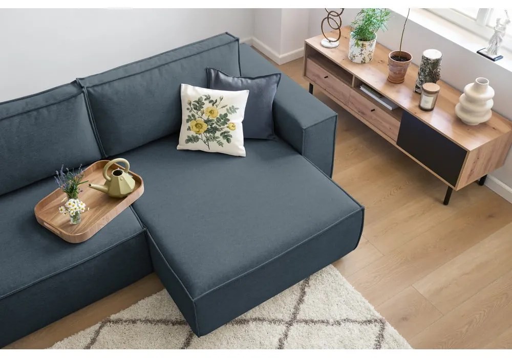 Sötétkék kinyitható sarokkanapé (variálható) Nihad – Bobochic Paris