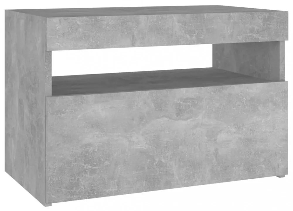 2 db betonszürke éjjeliszekrény LED-lámpákkal 60 x 35 x 40 cm