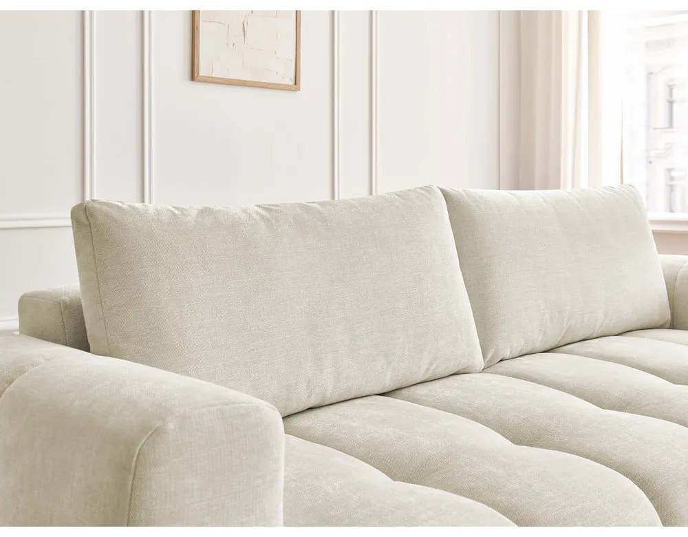 Bézs kinyitható-tárolóhelyes kanapé 251 cm Fuji – Bobochic Paris