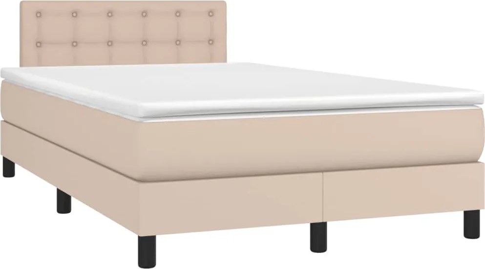 vidaXL cappuccino színű műbőr rugós ágy matraccal 120 x 190 cm