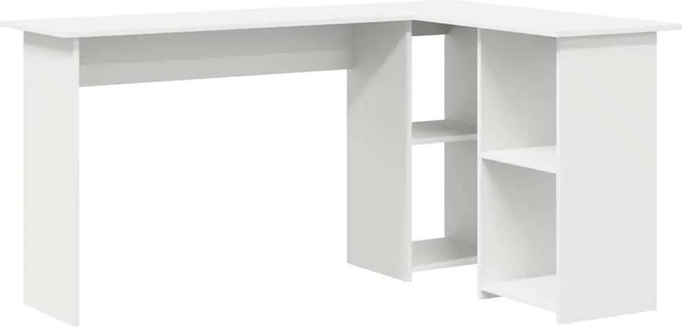vidaXL Asztal polcokkal tárolóval Fehér 142 x 102 x 73 cm Faanyag