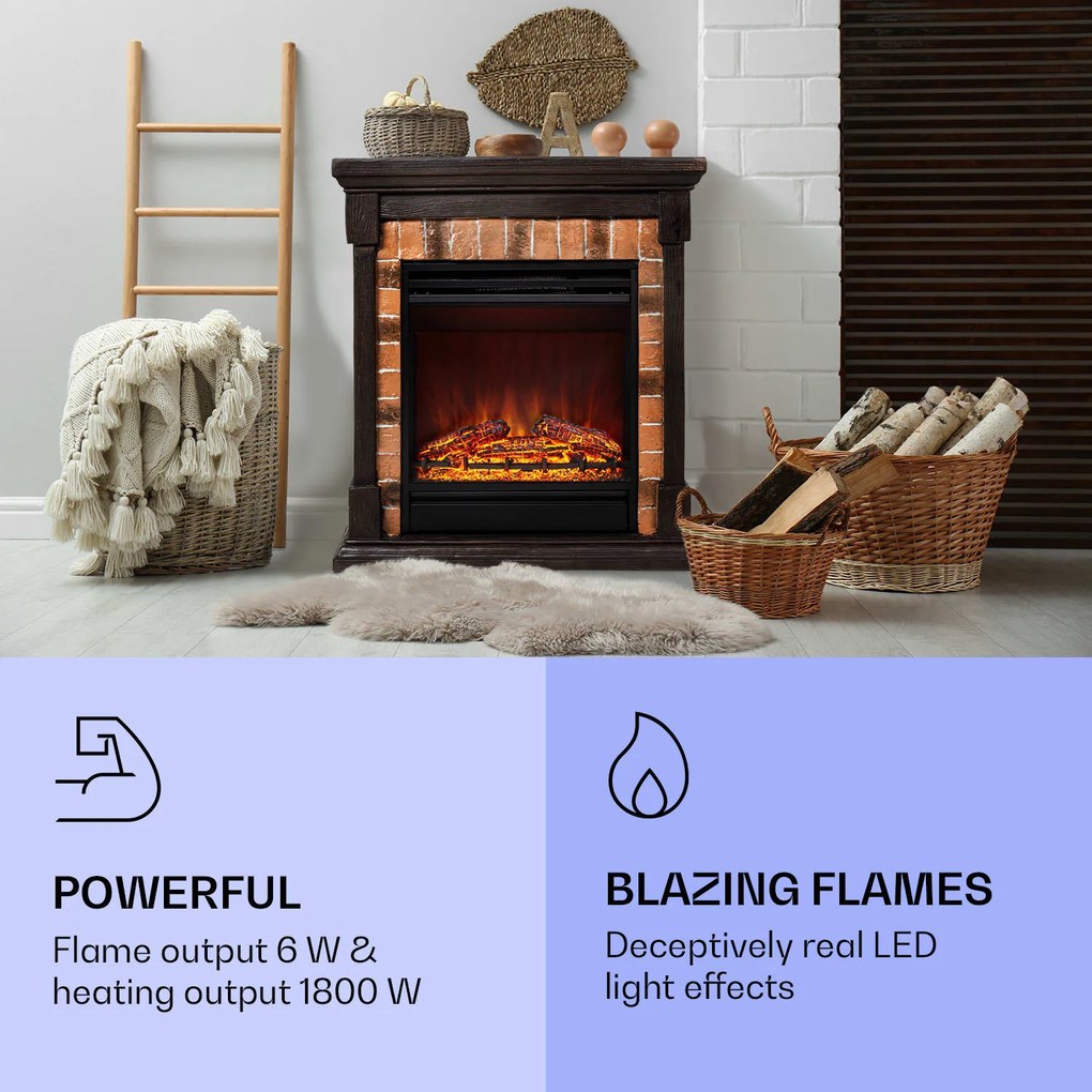 Klarstein Beerenberg, elektromos kandalló, 1800 W, 10 - 30 °C fűtési funkció, távirányító