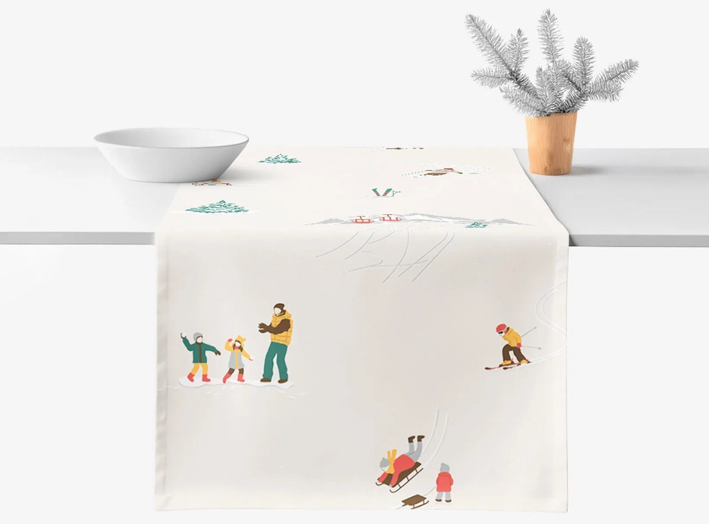 Goldea karácsonyi pamut asztali futó - téli örömök 35x160 cm