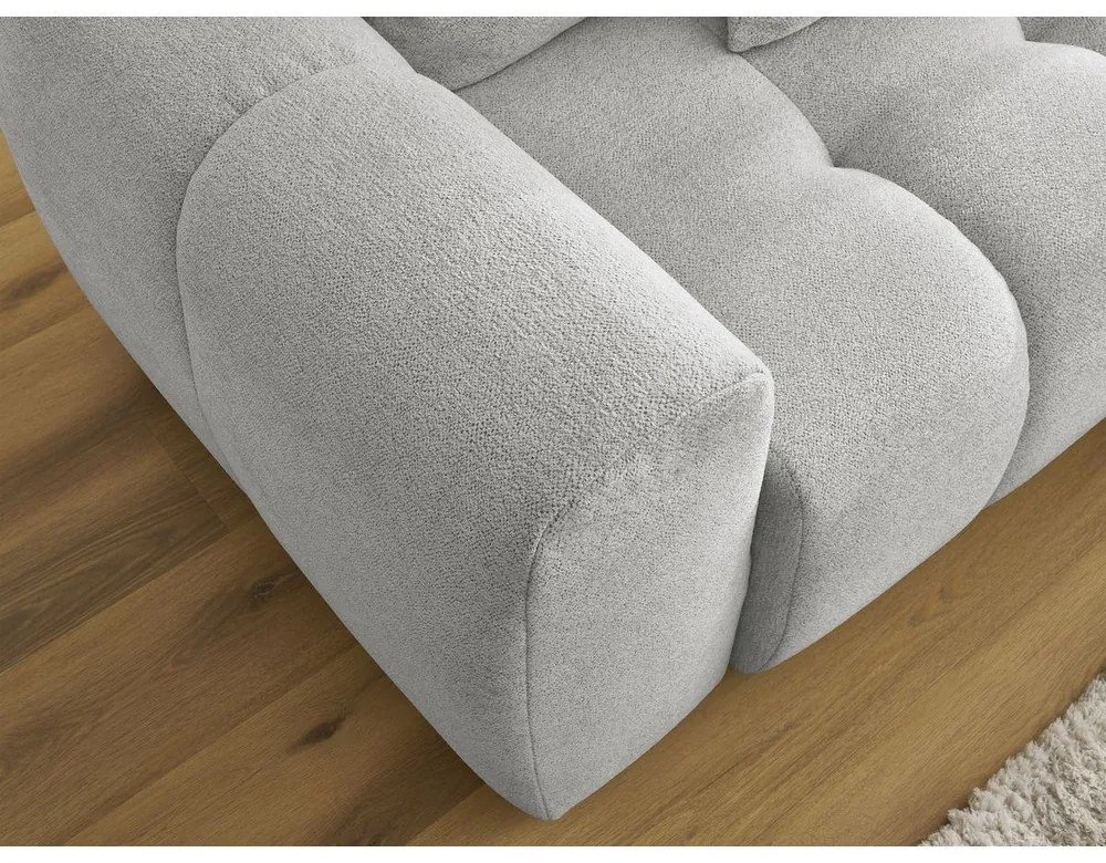 Világosszürke zsenília kinyitható-tárolóhelyes sarokkanapé (jobb oldali-heverő résszel) Roxelane – Bobochic Paris